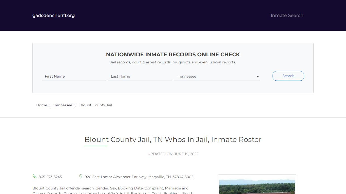 Blount County Jail, TN Whos In Jail, Inmate Roster - Gadsden County
